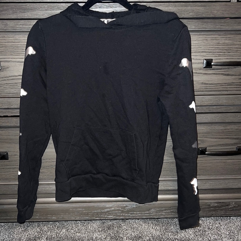 Pink brand black hooded sweatshirt